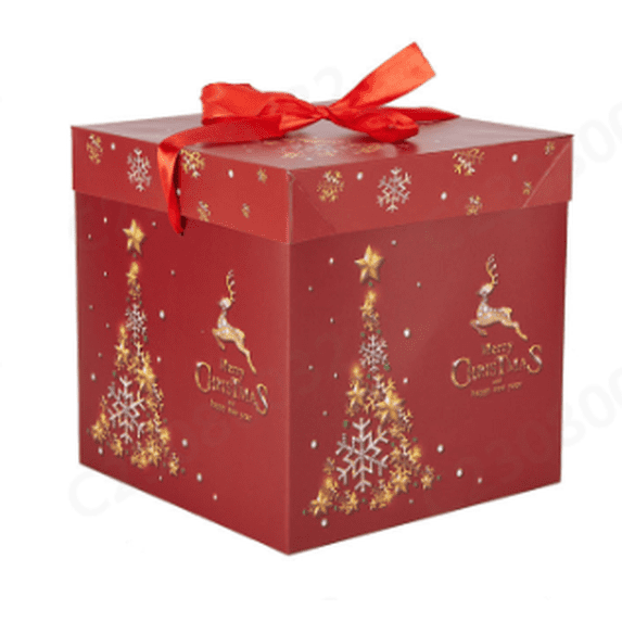 Vixolx Christmas Nesting Gift Boxes with Lid, Xmas Nested Box Set, Square Stackable, Santa Claus Snowman Reindeer Paper Box Tower Decorations with Satin Ribbon, for Home Holiday Party on Clearance