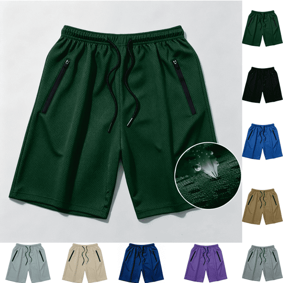 Vixolx Mens Mesh Athletic Shorts Drawstring Dry Gym Running Shorts Casual Vacation Beach Shorts with Zipper Pocket