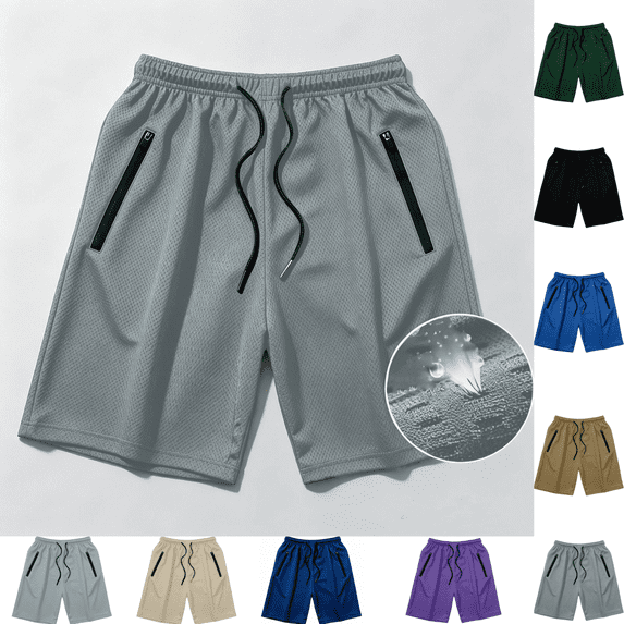 Vixolx Mens Mesh Athletic Shorts Drawstring Dry Gym Running Shorts Casual Vacation Beach Shorts with Zipper Pocket