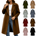 thumbnail image 1 of Vixolx Winter Peacoat for Women Fashion Notched Lapel Collar Double Breasted Woolen Coat with Side Pockets Solid Long Sleeve Overcoat, 1 of 9
