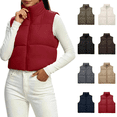 thumbnail image 1 of Vixolx Women Cropped Puffer Vest Zip Up Stand Collar Quilted Sleeveless Jacket Lightweight Fall Winter Casual Outerwear, 1 of 8