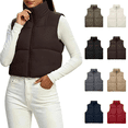 thumbnail image 1 of Vixolx Women Cropped Puffer Vest Zip Up Stand Collar Quilted Sleeveless Jacket Lightweight Fall Winter Casual Outerwear, 1 of 8
