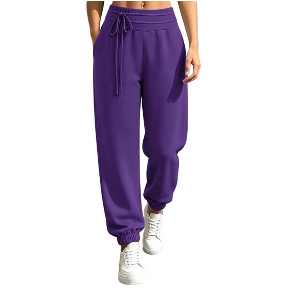 Vixolx Womens Baggy Sweatpants Casual Joggers with Pokets Solid Color Pants with Decorative Drawstring Workout Gym Trousers