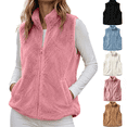 thumbnail image 1 of Vixolx Womens Cropped Reversible Sherpa Fleece Vest Warm Stand Collar Full Zip Fuzzy Sleeveless Jacket Fall Winter Outerwear with Pockets, 1 of 8