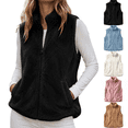 thumbnail image 1 of Vixolx Womens Cropped Reversible Sherpa Fleece Vest Warm Stand Collar Full Zip Fuzzy Sleeveless Jacket Fall Winter Outerwear with Pockets, 1 of 8