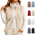 thumbnail image 1 of Vixolx Womens Cropped Sherpa Fleece Vest Stand Collar Full Zip Teddy Sleeveless Jacket Winter Warm Outerwear with Pockets, 1 of 8