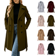 thumbnail image 1 of Vixolx Womens Long Pea Coat Classic Notched Lapel Double Breasted Wool Blend Coat with Tie Belt Side Pockets Winter Casual Office Warm Outerwear, 1 of 8