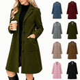 thumbnail image 1 of Vixolx Womens Mid Length Coat Notched Lapel Single Breasted Overcoat with Patch Pockets Fall Winter Business Casual Outerwear, 1 of 7