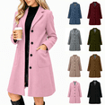 thumbnail image 1 of Vixolx Womens Mid Length Coat Notched Lapel Single Breasted Overcoat with Patch Pockets Fall Winter Business Casual Outerwear, 1 of 7