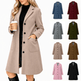 thumbnail image 1 of Vixolx Womens Mid Length Coat Notched Lapel Single Breasted Overcoat with Patch Pockets Fall Winter Business Casual Outerwear, 1 of 7