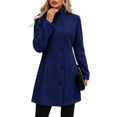 thumbnail image 1 of Vixolx Womens Mid Length Wool Blend Coat Stand Collar Single Breasted Overcoat with Slant Pockets Fall Winter Casual Office, 1 of 8