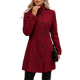 thumbnail image 1 of Vixolx Womens Mid Length Wool Blend Coat Stand Collar Single Breasted Overcoat with Slant Pockets Fall Winter Casual Office, 1 of 8