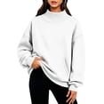 thumbnail image 1 of Vixolx Womens Mock Neck Sweatshirt Oversized Plain Pullover with Pockets Fall Winter Long Sleeve Shirt, 1 of 7