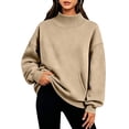 thumbnail image 1 of Vixolx Womens Mock Neck Sweatshirt Oversized Plain Pullover with Pockets Fall Winter Long Sleeve Shirt, 1 of 7