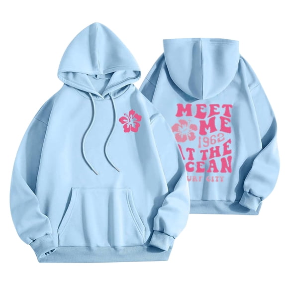 Vixolx Womens Printed Hoodies Cute Drawstring Hooded Sweatshirt Oversized Long Sleeve Pullover Tops with Kangaroo Pocket Fall Fashion Clothes