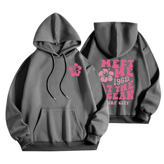Vixolx Womens Printed Hoodies Cute Drawstring Hooded Sweatshirt Oversized Long Sleeve Pullover Tops with Kangaroo Pocket Fall Fashion Clothes