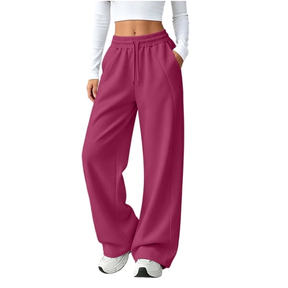 Vixolx Womens Sweatpants Elastic Waist Baggy Wide Leg Trousers Fall Fashion Solid Color Track Pants with Pockets