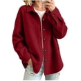 thumbnail image 1 of Vixolx Solid Shacket for Women Classic Buttoned Front Shirt Collar Wool Blend Jacket with Patch Pockets Fall Winter Loose Fit Long Sleeve Outerwear, 1 of 7