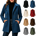 thumbnail image 1 of Vixolx Womens Wool Blend Coat Mid Length Lapel Collar Double Breasted Pea Coat with Pockets Fitted Waist Business Formal Outerwear, 1 of 7
