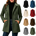 thumbnail image 1 of Vixolx Womens Wool Blend Coat Mid Length Lapel Collar Double Breasted Pea Coat with Pockets Fitted Waist Business Formal Outerwear, 1 of 7