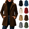 thumbnail image 1 of Vixolx Womens Wool Blend Coat Mid Length Lapel Collar Double Breasted Pea Coat with Pockets Fitted Waist Business Formal Outerwear, 1 of 7