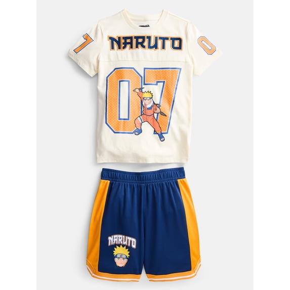 Naruto Boys Short Sleeve Tee and Matching Basketball Shorts Set, 2-Piece, Sizes 4-12