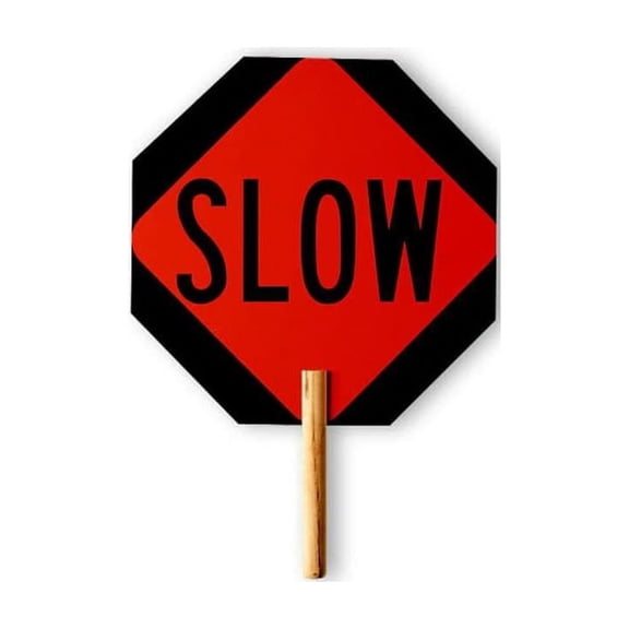 VizCon Stop/Slow Paddle w/ Wooden Handle, 18" x 18", 1/Each