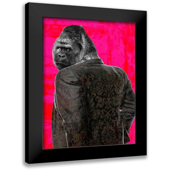 VizLab 12x14 Black Modern Framed Museum Art Print Titled - Ape in a Suit - Pop Version