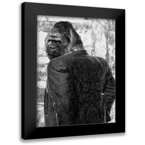VizLab 12x14 Black Modern Framed Museum Art Print Titled - Ape in a Suit