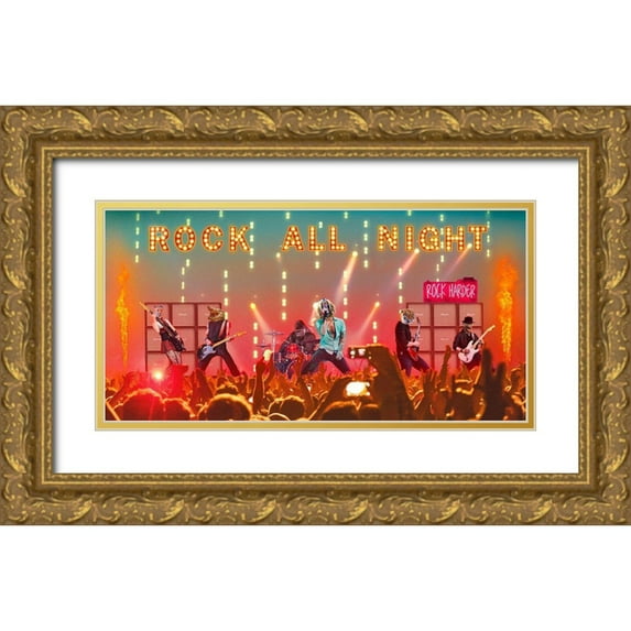 VizLab 18x11 Gold Ornate Wood Framed with Double Matting Museum Art Print Titled - Rock is Alive!