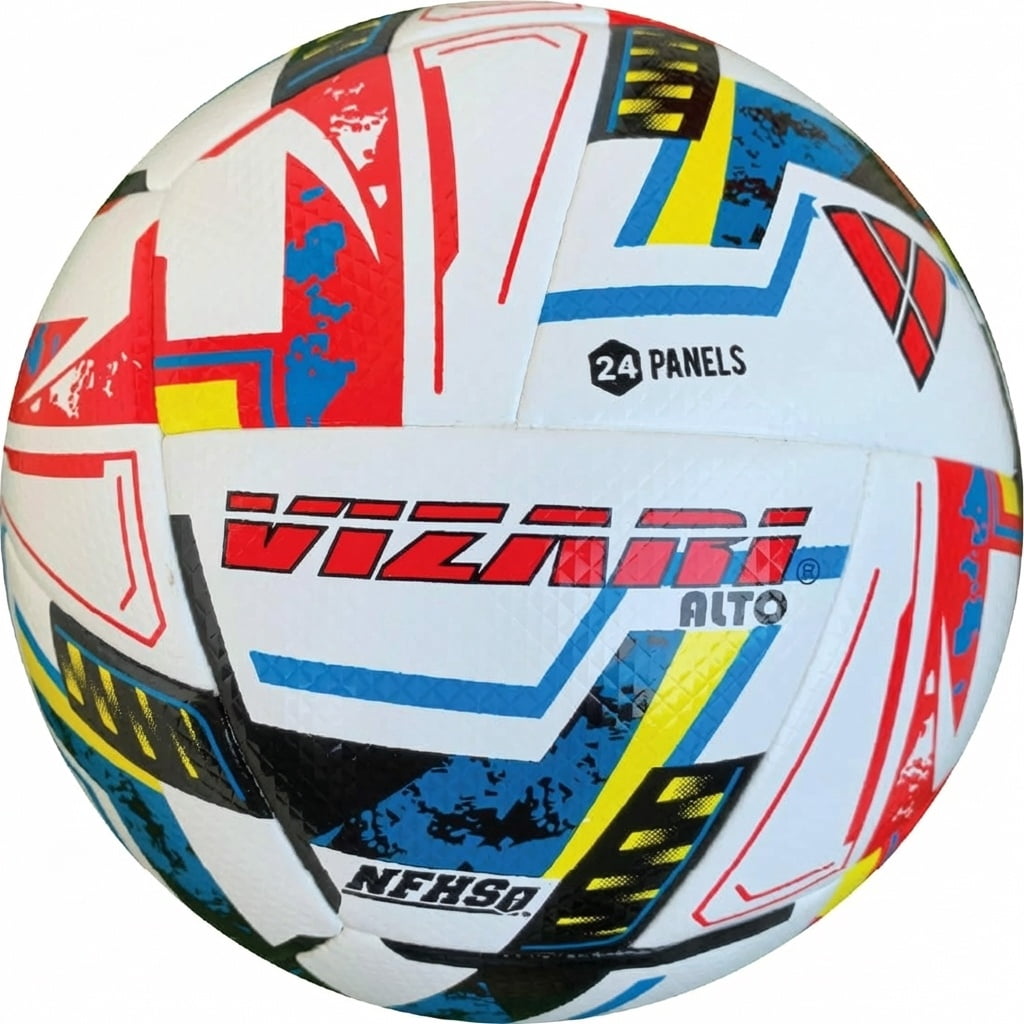 Vizari Alto Soccer Ball | NFHS Approved | Durable 24-Panel Design | Water-Resistant & Aerodynamic | White, 5