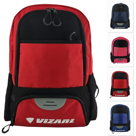 Vizari 'Avila' Soccer Backpack | Versatile Multiple Sports Bag for Ultimate Convenience | For Kids and Adults - BLACK/RED
