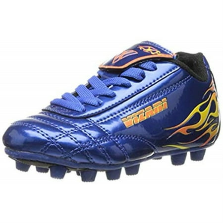 Vizari Blaze FG Kids Soccer Cleats | Lightweight Synthetic Leather Upper | Two-Tone Color for Boys & Girls | Available in Multiple Sizes - Black/Blue, 12