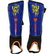 Vizari Blaze Soccer Shin Guards for Boys and Girls | Youth Shin Pads with Ankle Protection and Flame Design - Blue, XXS