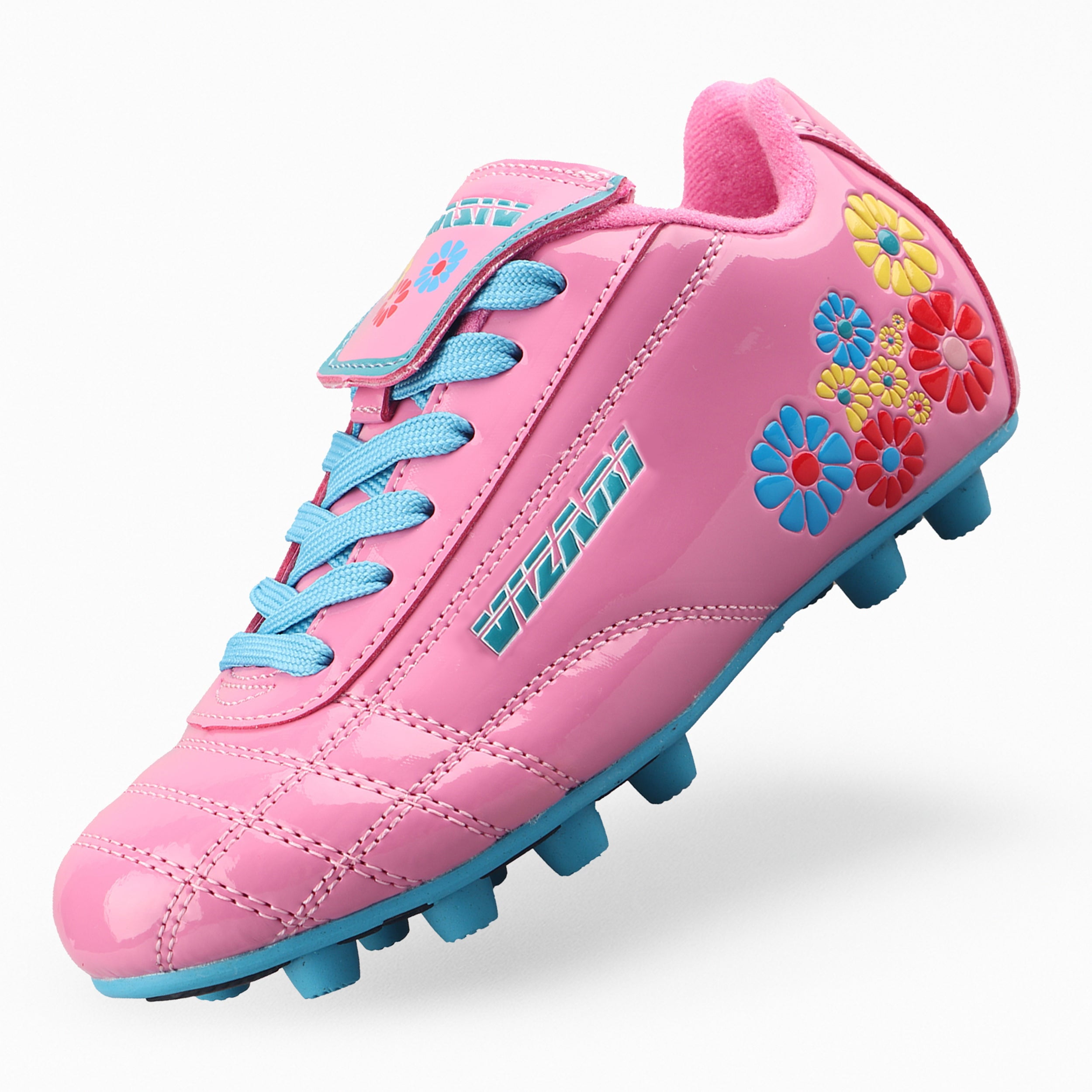 Vizari Blossom Soccer Cleats for Kids, Toddlers, and Youth – Comfortable and Durable Firm Ground Outdoor Shoes - Pink/Blue, 11