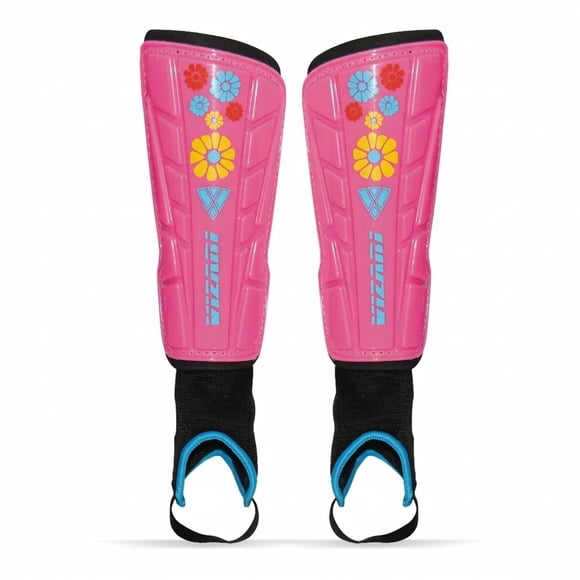 Vizari Blossom Soccer Shin Guards for Kids, Youth, and Adults | Lightweight Protective Gear with Stylish Design - PINK/BLUE, XXS