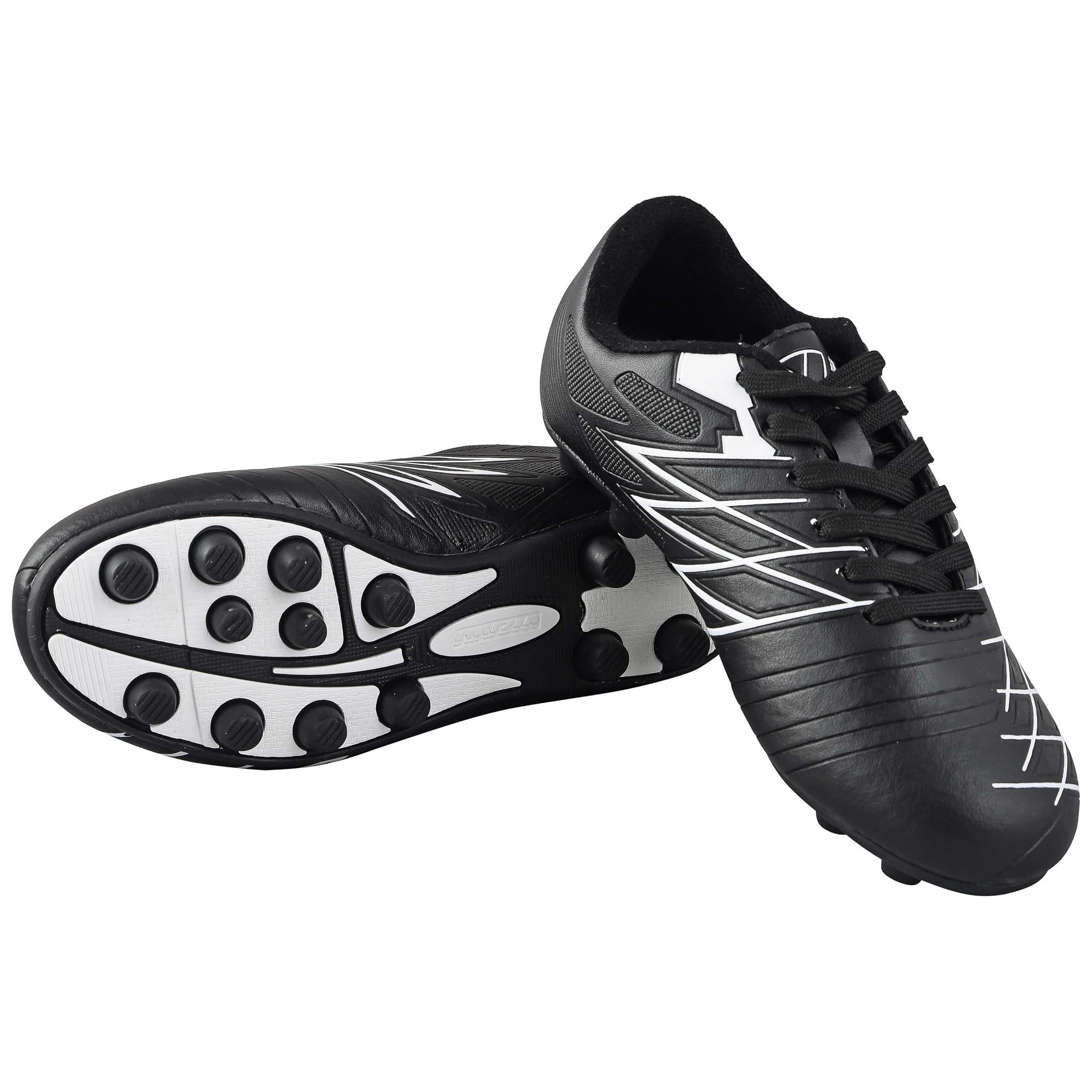 Vizari Boca Firm Ground Soccer Cleats for Kids & Youth – Lightweight, Durable, Comfortable Shoes with Traction & Padded Heel - Black/White, 6