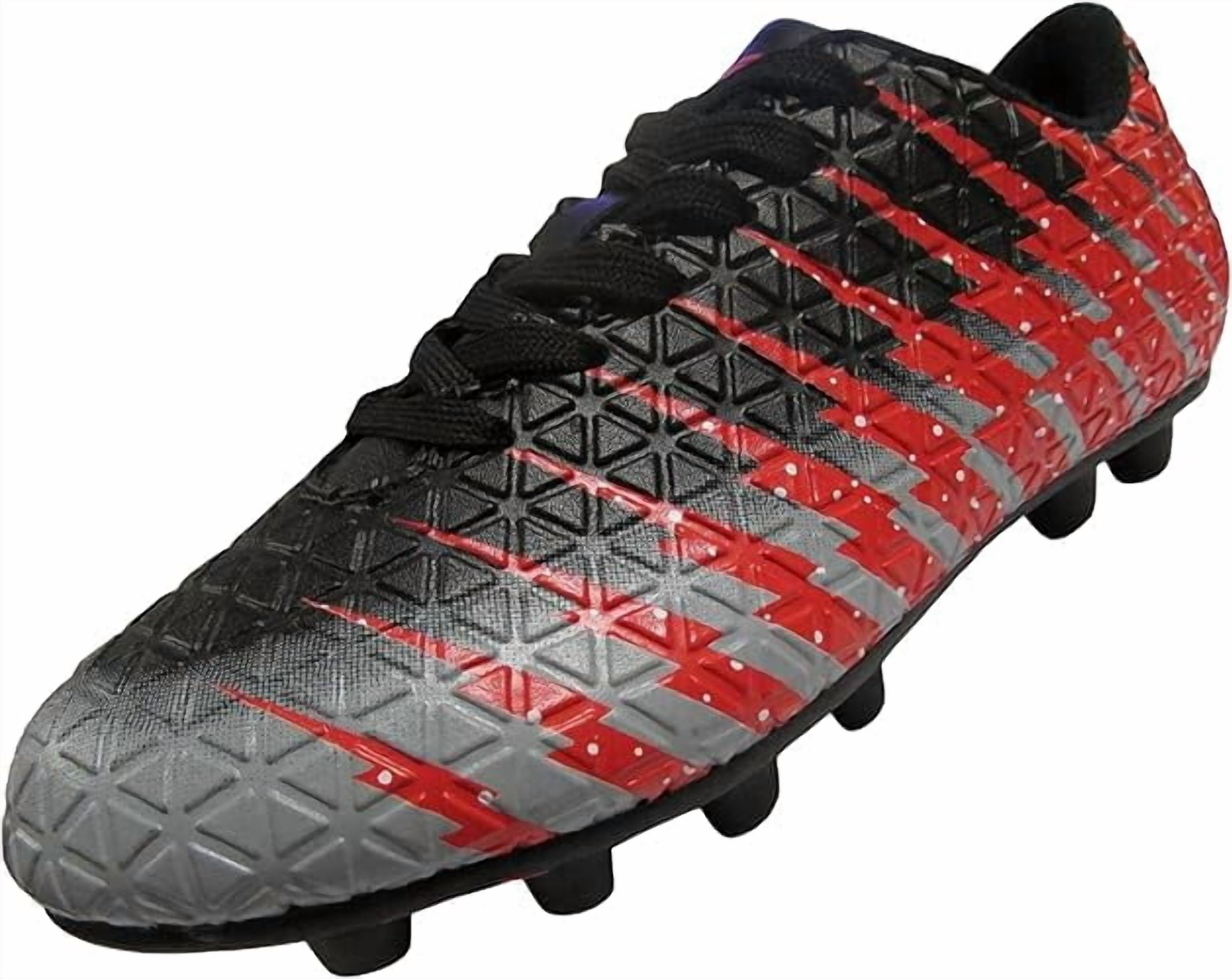 Vizari Bolt Firm Ground Soccer Cleats for Kids – Durable, Comfortable, and Stylish Boys and Girls Soccer Shoes with Traction - Black/red, 5