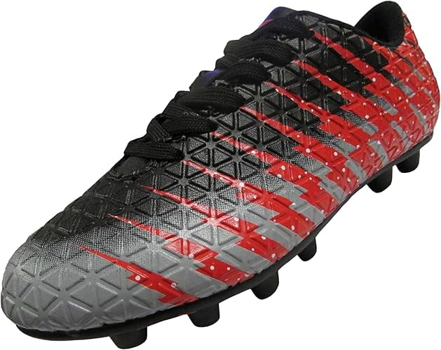 Vizari Bolt Firm Ground Soccer Cleats for Kids – Durable, Comfortable, and Stylish Boys and Girls Soccer Shoes with Traction - Black/red, 6