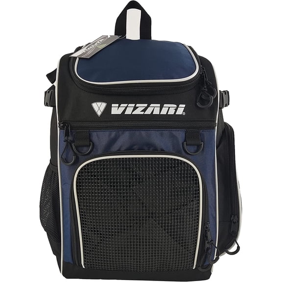 Vizari 'Cambria' Soccer Backpack | Versatile Multiple Sports Bag for Ultimate Convenience | For Youth and Adults - Navy/White