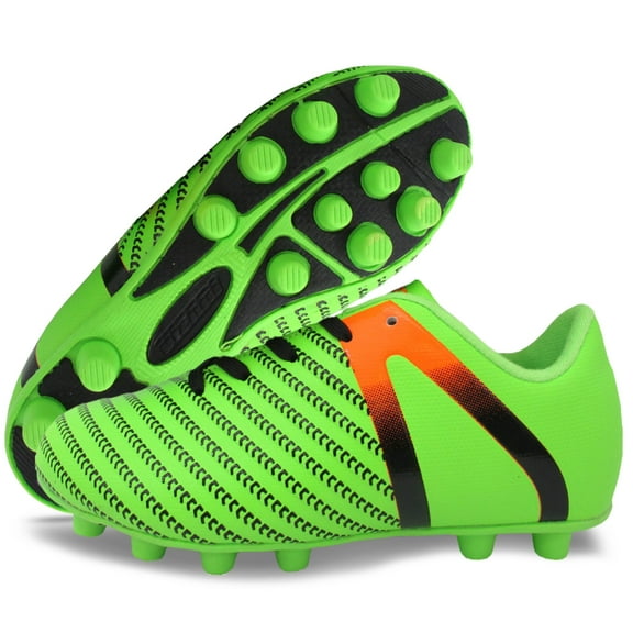 Vizari USA Impact Firm Ground Soccer Cleats for Kids – Comfortable, Lightweight, and Durable Shoes for Toddlers, Little Kids, and Big Kids - Green/Orange, 12.5