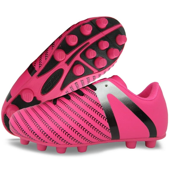 Vizari USA Impact Firm Ground Soccer Cleats for Kids – Comfortable, Lightweight, and Durable Shoes for Toddlers, Little Kids, and Big Kids - Pink/Silver, 8.5
