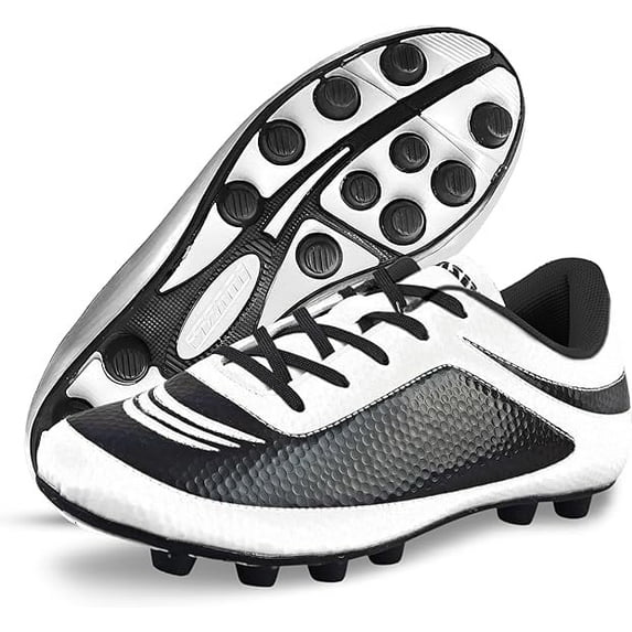  Vizari USA Infinity Soccer Cleats for Kids – Lightweight, Durable Youth Firm Ground Soccer Shoes for Boys and Girls - White/Black, 10.5
