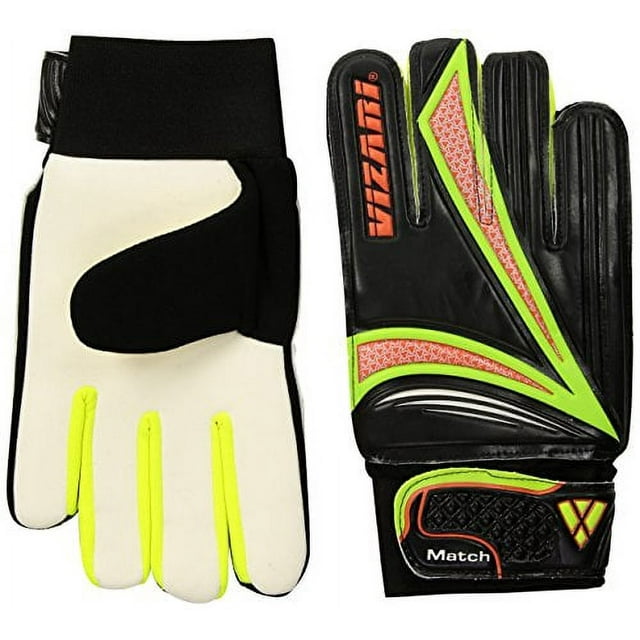 Vizari Junior Keeper Glove - Professional Soccer Goalkeeper Goalie Gloves for Kids and Adults - Superior Grip, Durable Design, Secure Fit - Black/Green,Size -7