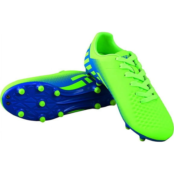 Vizari Youth Firm Ground Soccer Cleats for Kids - Boys, Girls | FG Football Shoes | Maximum Traction & Long Lasting | Designed for Extra Support & Comfort - Blue, Green