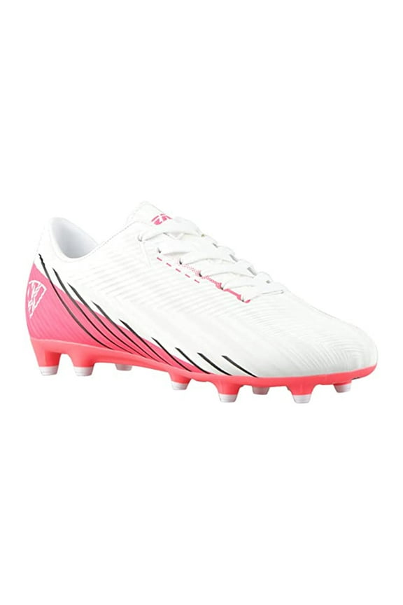 Kids Tesoro Junior Firm Ground Outdoor Soccer Shoes for Boys and Girls - White / Pink