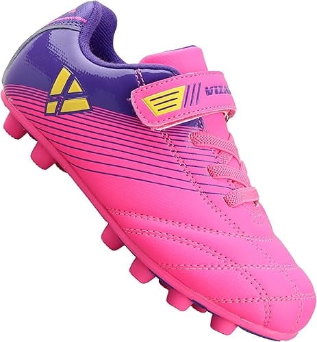 Vizari Loma FG Soccer Cleats for Kids | Firm Ground Shoes with Hook & Loop Closure | Synthetic Upper Toddler Shoes with Rubber Sole for Enhanced Performance and Traction | Ideal for Boys & Girls