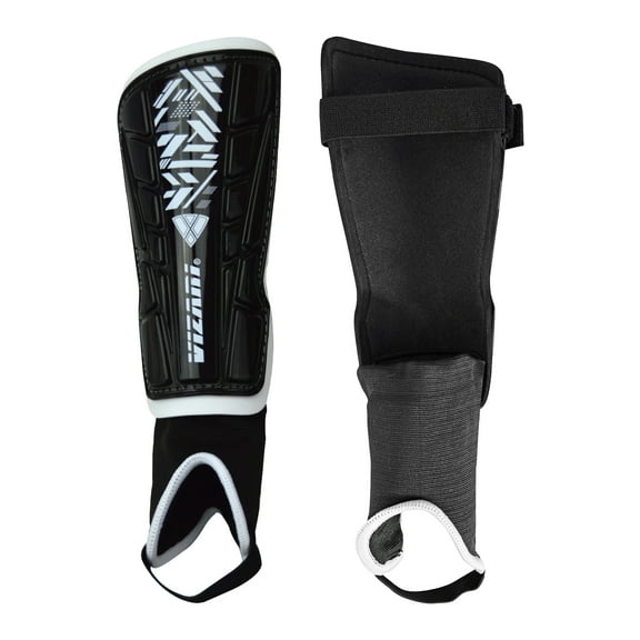 Vizari Malaga Shin Guards with Ankle Protection for Kids, Youth, and Adults | Lightweight Soccer Pads for Boys and Girls Ages 3+ - BLACK, XXS