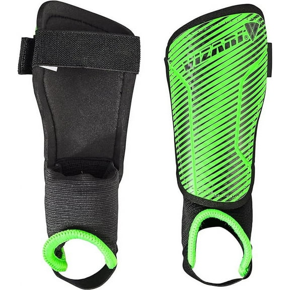 Vizari Matera Soccer Shin Guards with Ankle Protection for Kids, Youth, and Adults | Lightweight and Durable Gear for Ages 3+ - GREEN/BLACK, XXS