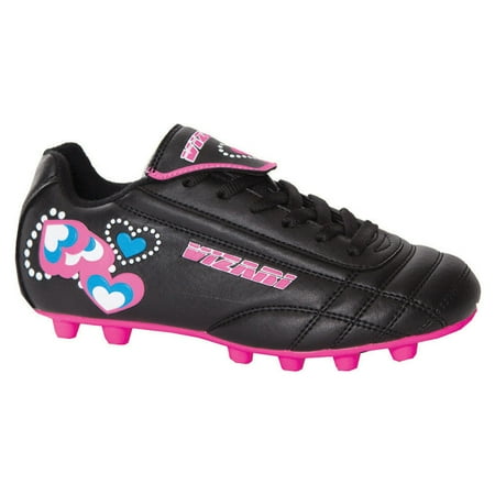 VIZARI Retro Hearts FG Soccer Shoe (Toddler/Little Kid),Black/Pink/Blue 1.5